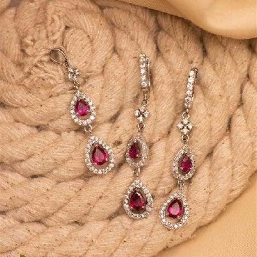 Pink Diamond Pendant Set-0