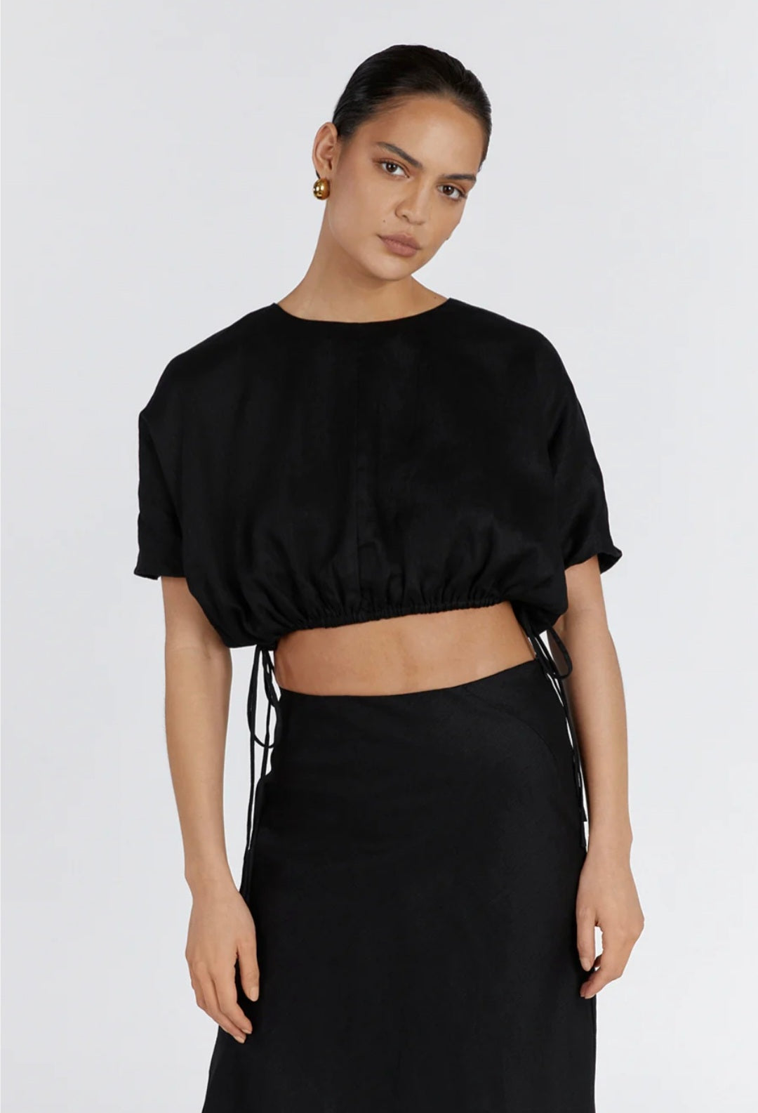 Black Linen Top | Linen Top | Crop Top | Summer Top | Kaftan Top-3
