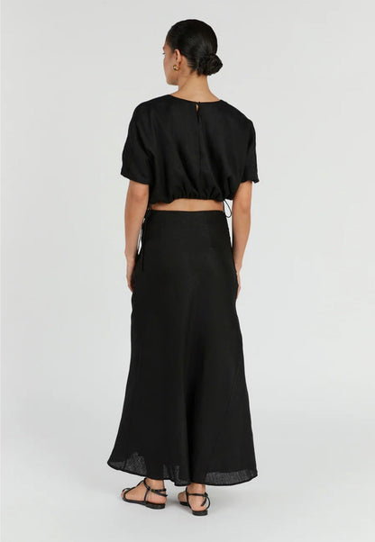 Black Linen Top | Linen Top | Crop Top | Summer Top | Kaftan Top-1