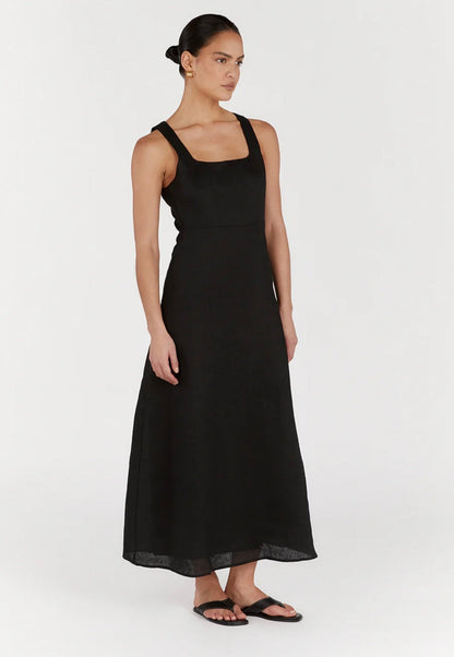 Black Linen Dress | Maxi Dress | Linen Dress | Linen Clothing | 100% Organic Linen-1