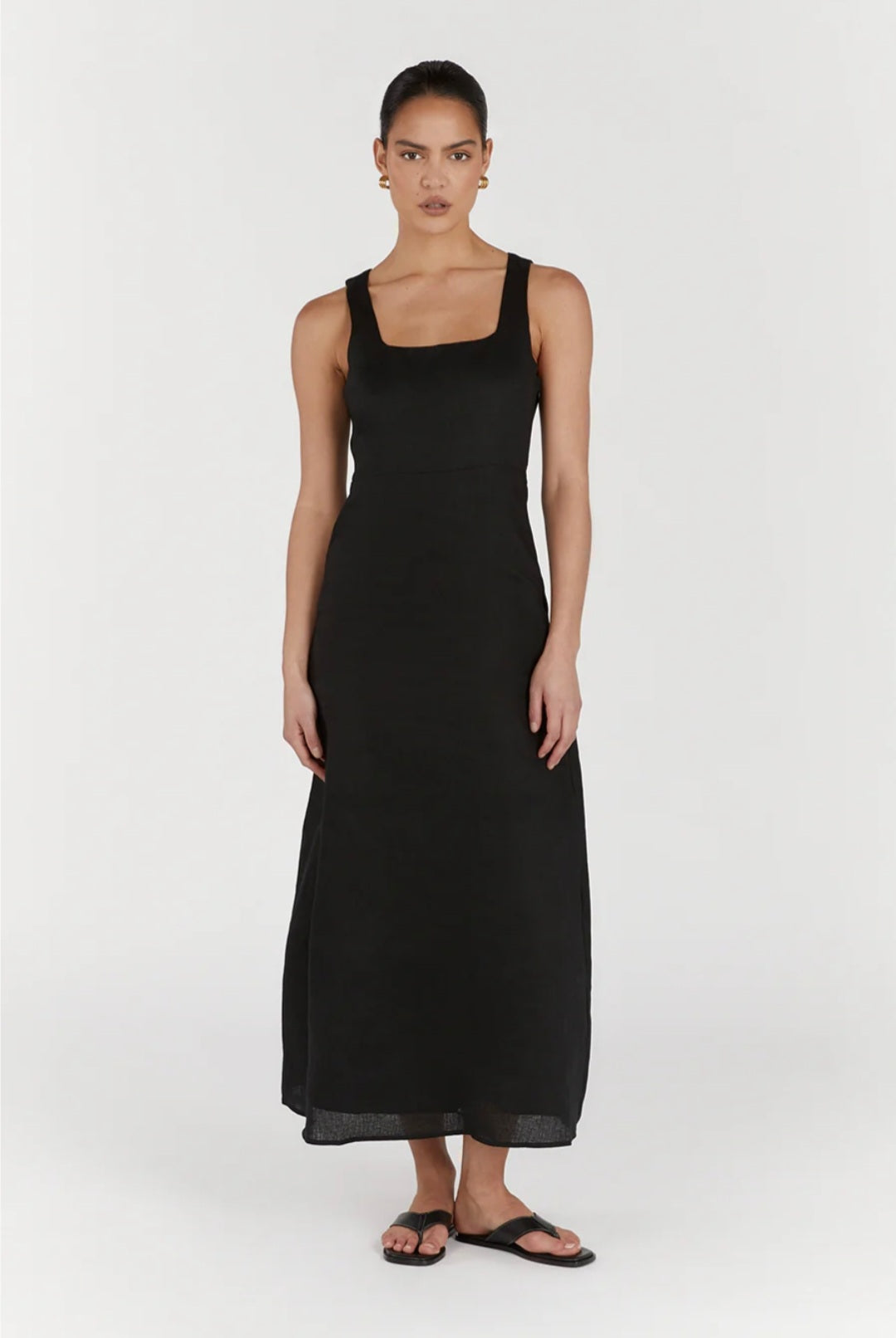 Black Linen Dress | Maxi Dress | Linen Dress | Linen Clothing | 100% Organic Linen-0