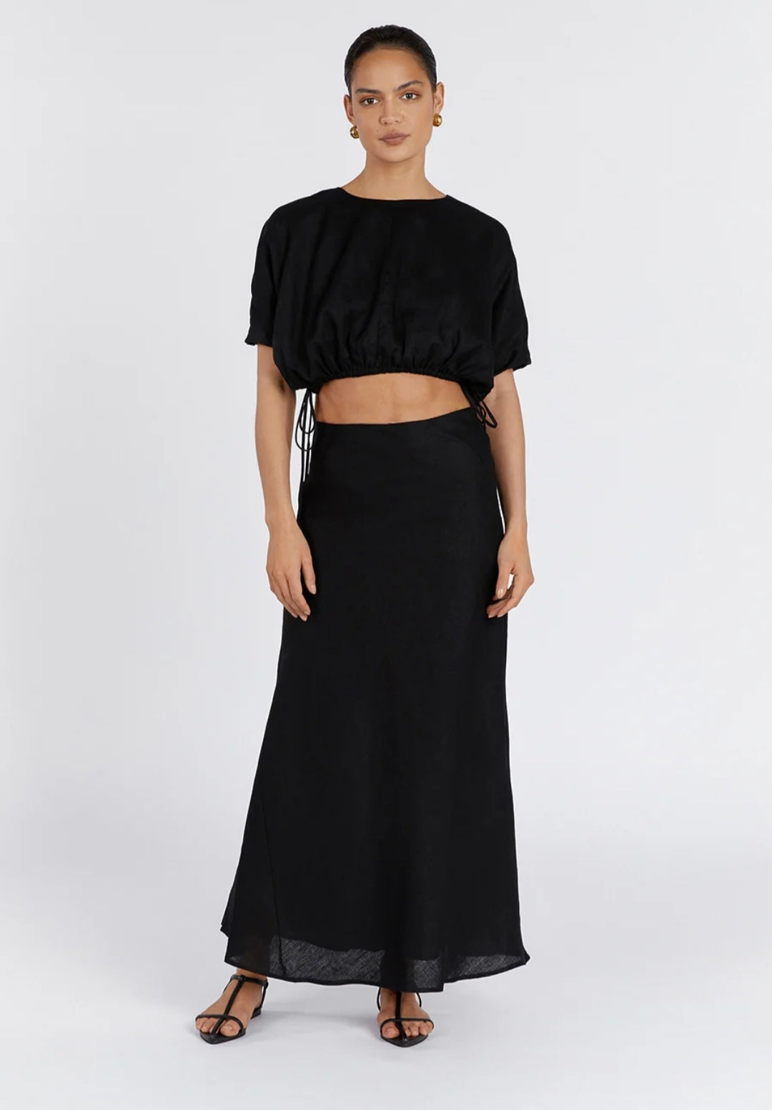 Black Linen Top | Linen Top | Crop Top | Summer Top | Kaftan Top-4