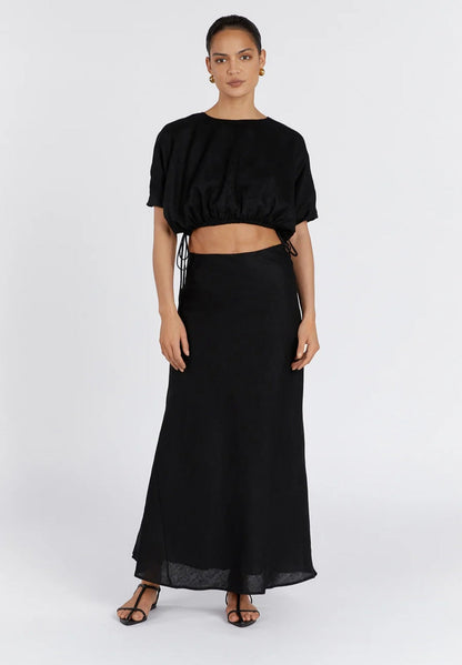 Black Linen Top | Linen Top | Crop Top | Summer Top | Kaftan Top-4
